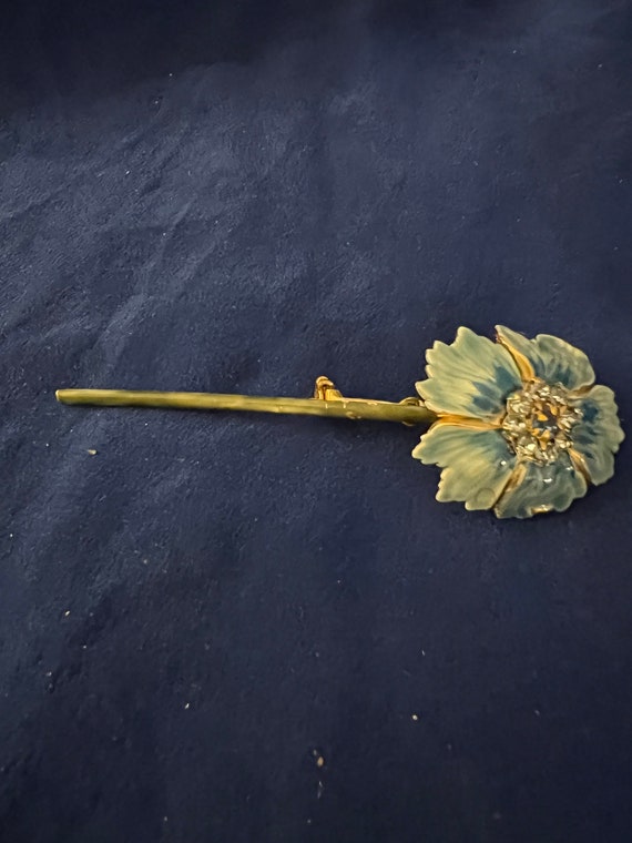 Rare Sandor Enamel Flower Brooch with Crystals Pr… - image 1