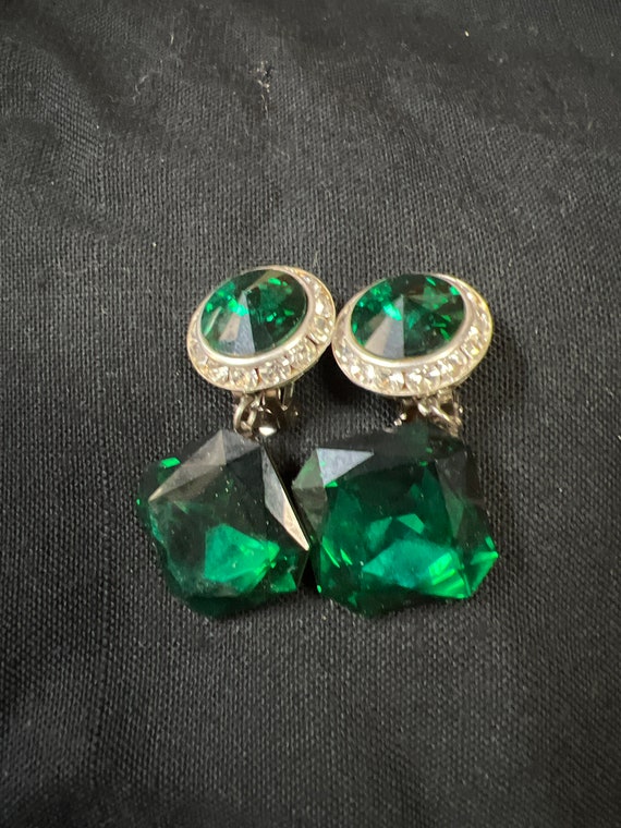 Vintage 1990’s Emerald Green Crystal Earrings