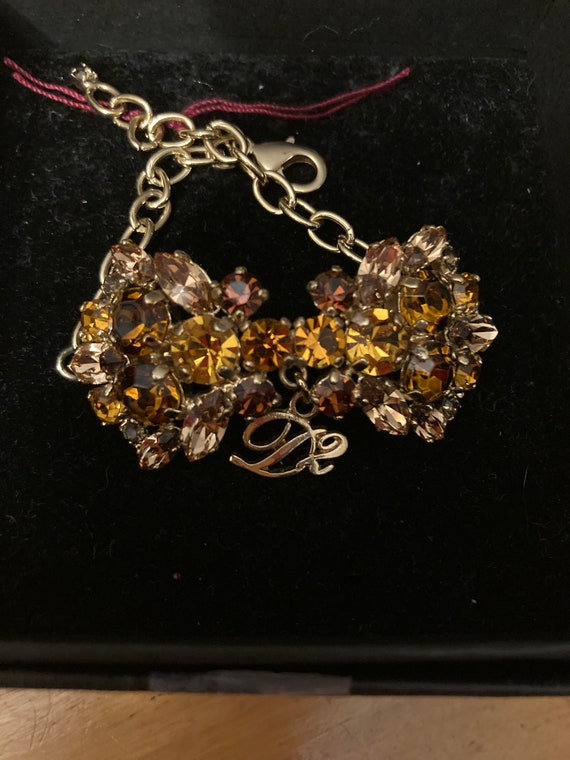 D’squared rhinestone amber and brown bracelet adju