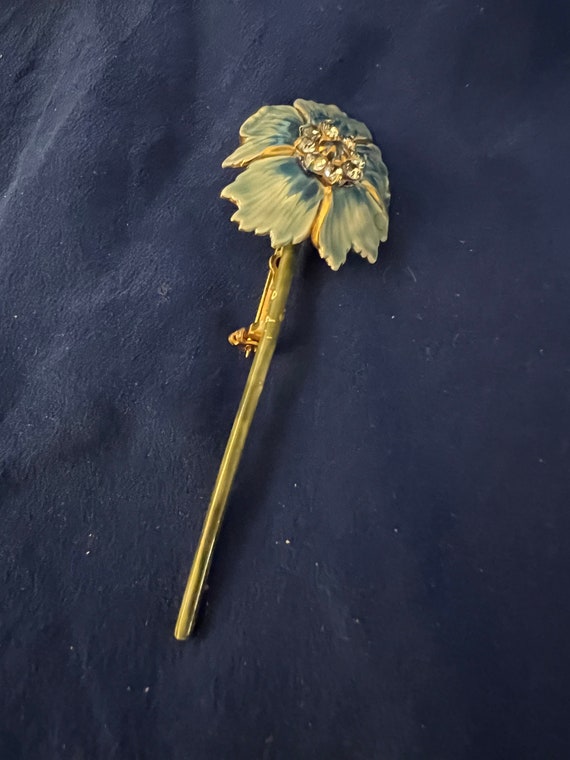 Rare Sandor Enamel Flower Brooch with Crystals Pr… - image 2