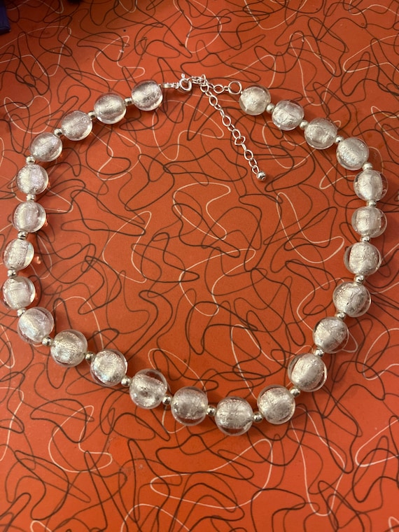 Venetian Glass Silver Adjustable Necklace