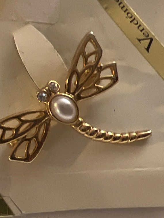 Vendome Goldtone Dragonfly brooch