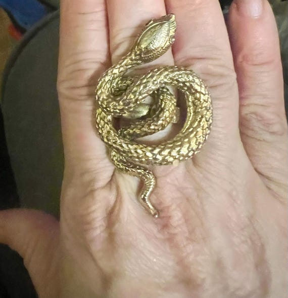 Vintage Snake Statement Ring Adjustable - image 3