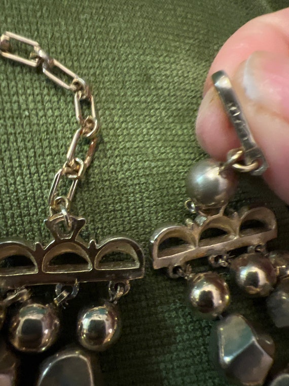 Vintage Coro Triple Strand Gilded Beads Adjustable - image 4