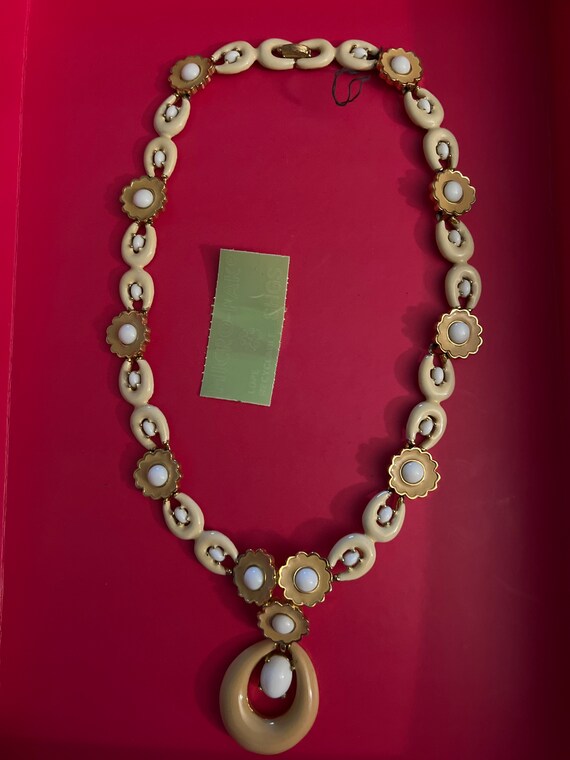 Rare Jomaz Enamel Mint necklace with pendant 1950… - image 2