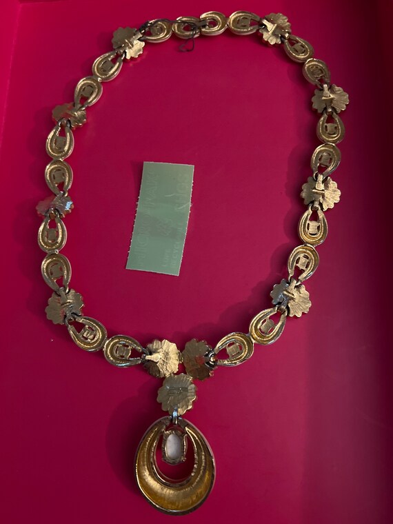 Rare Jomaz Enamel Mint necklace with pendant 1950… - image 3