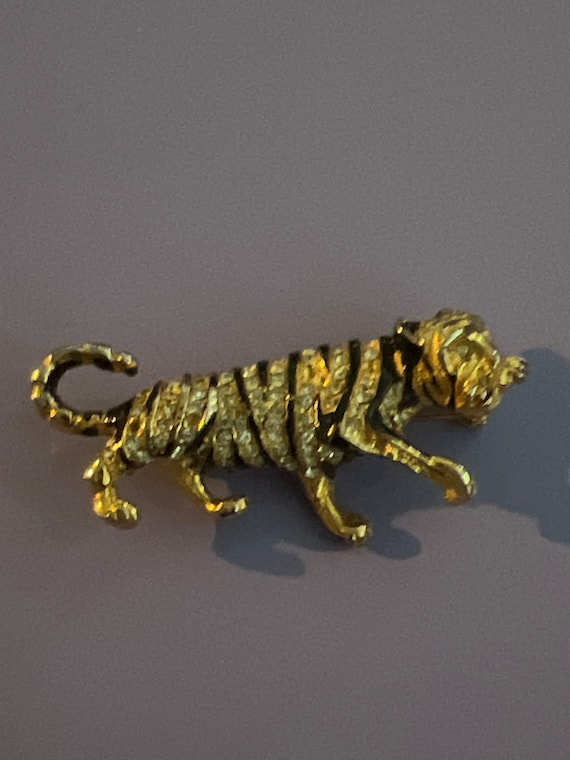 Hattie Carnegie 1950’s Tiger Enamel and Rhinestone