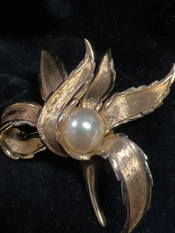 Signed Vintage Marcel Boucher Flower Pearl Brooch