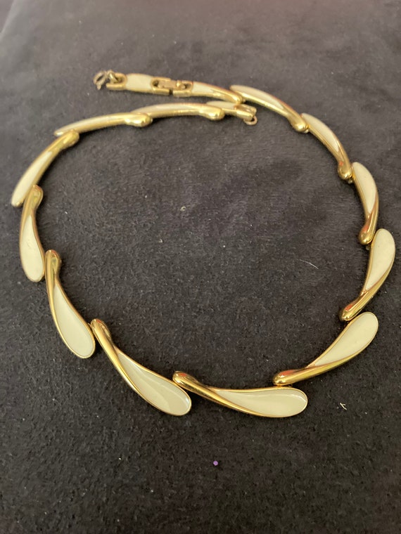 Brushed Gold Adjustable Monet Bone Enamel Necklace