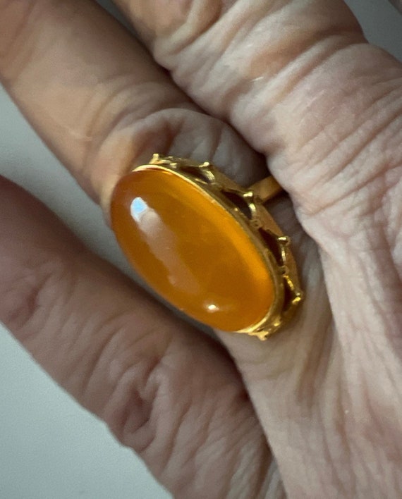 On Sale ***Silver vermeil amber ring size 7 one in