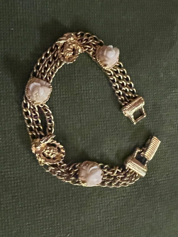 Goldette Chain and Faux Ivory Roses Bracelet