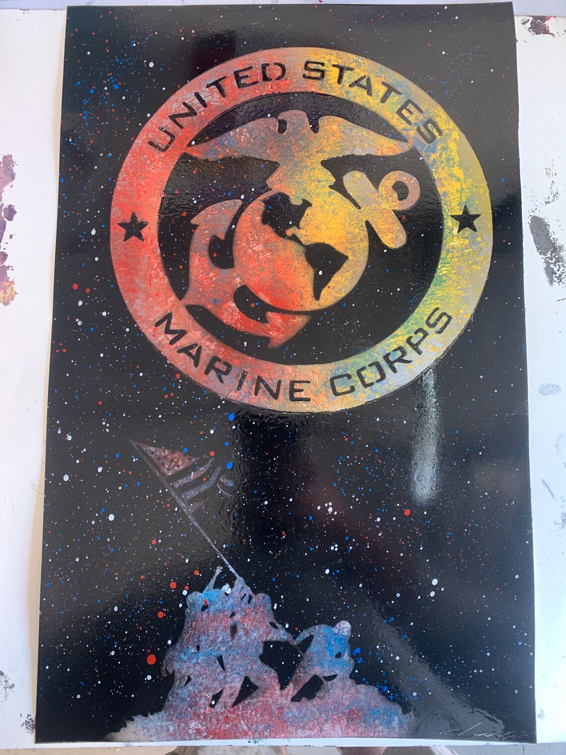 Unique Usmc spray paint artpostermarine Corp Etsy