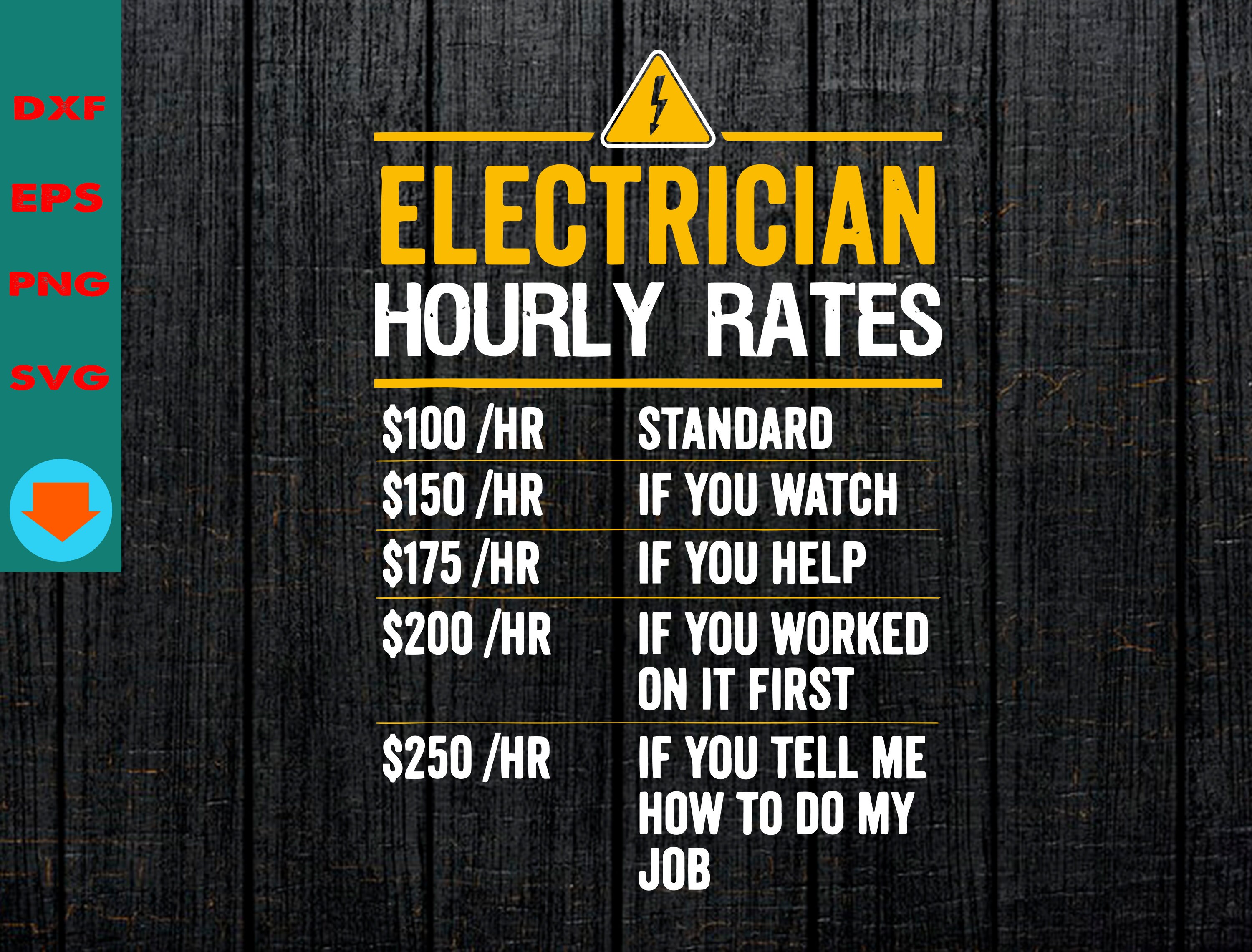 Electrician svg Electrician Hourly Rate svg Electrician flag Etsy