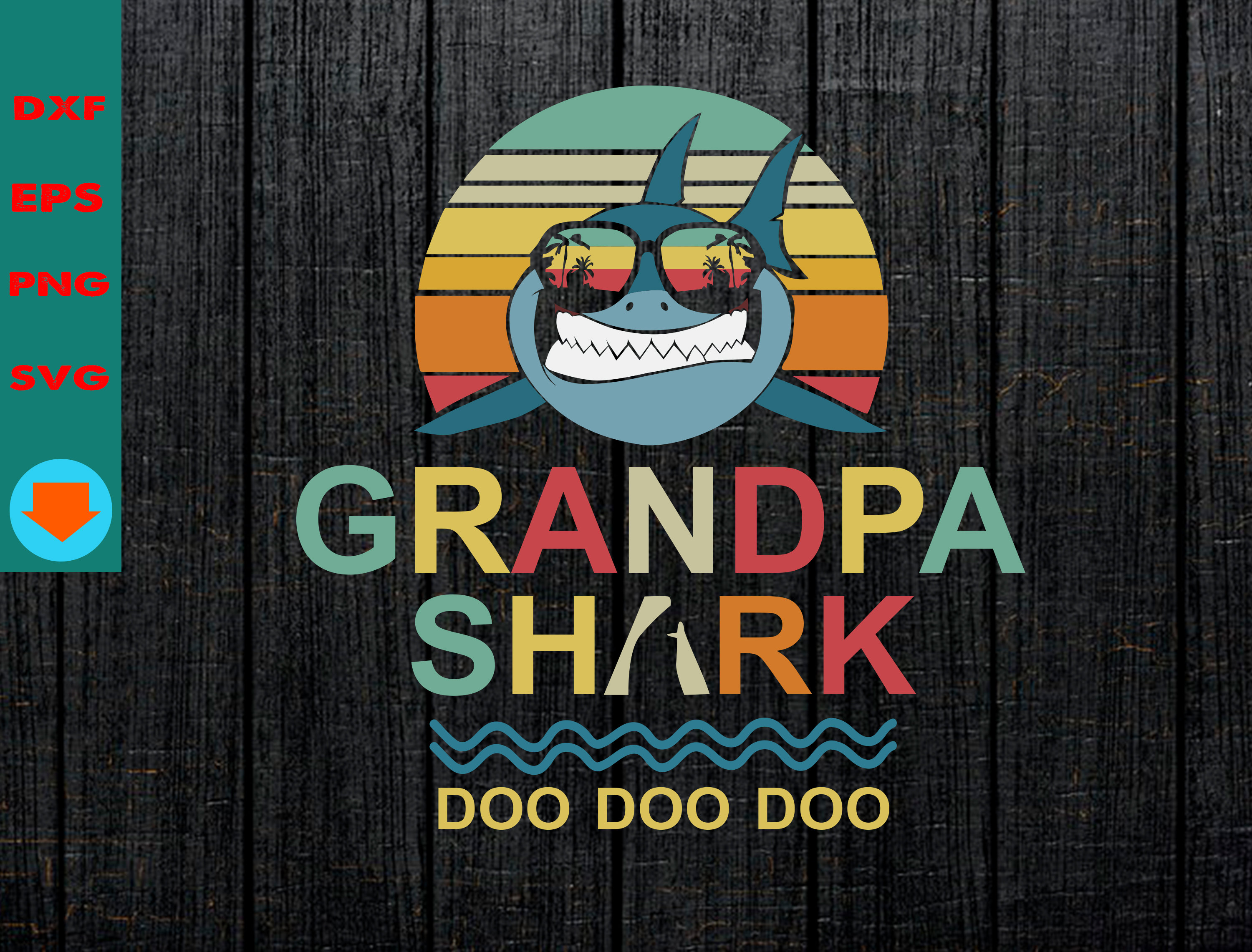 Download Retro Grandpa Shark Svg / Grandpa Shark Vintage Svg/ Shark ...