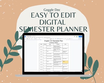 Semester Plan Template, Editable Semester Plan Template in Google Docs, Digital Semester Planner, Digital Lesson Planner, Syllabus Calendar