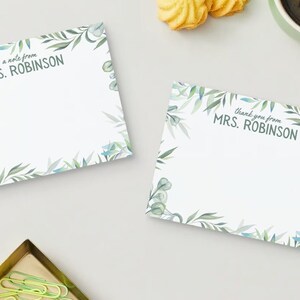 Papeterie personnalisée pour plante enseignante - Lot de 12 notes de papeterie personnalisées avec enveloppes, cartes de papeterie enseignant, cadeau enseignant personnalisé