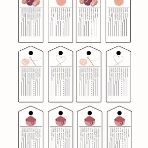 Printable Tags for Knitting Crochet, Printable Cards for Crochet Projects Knitting Projects ...
