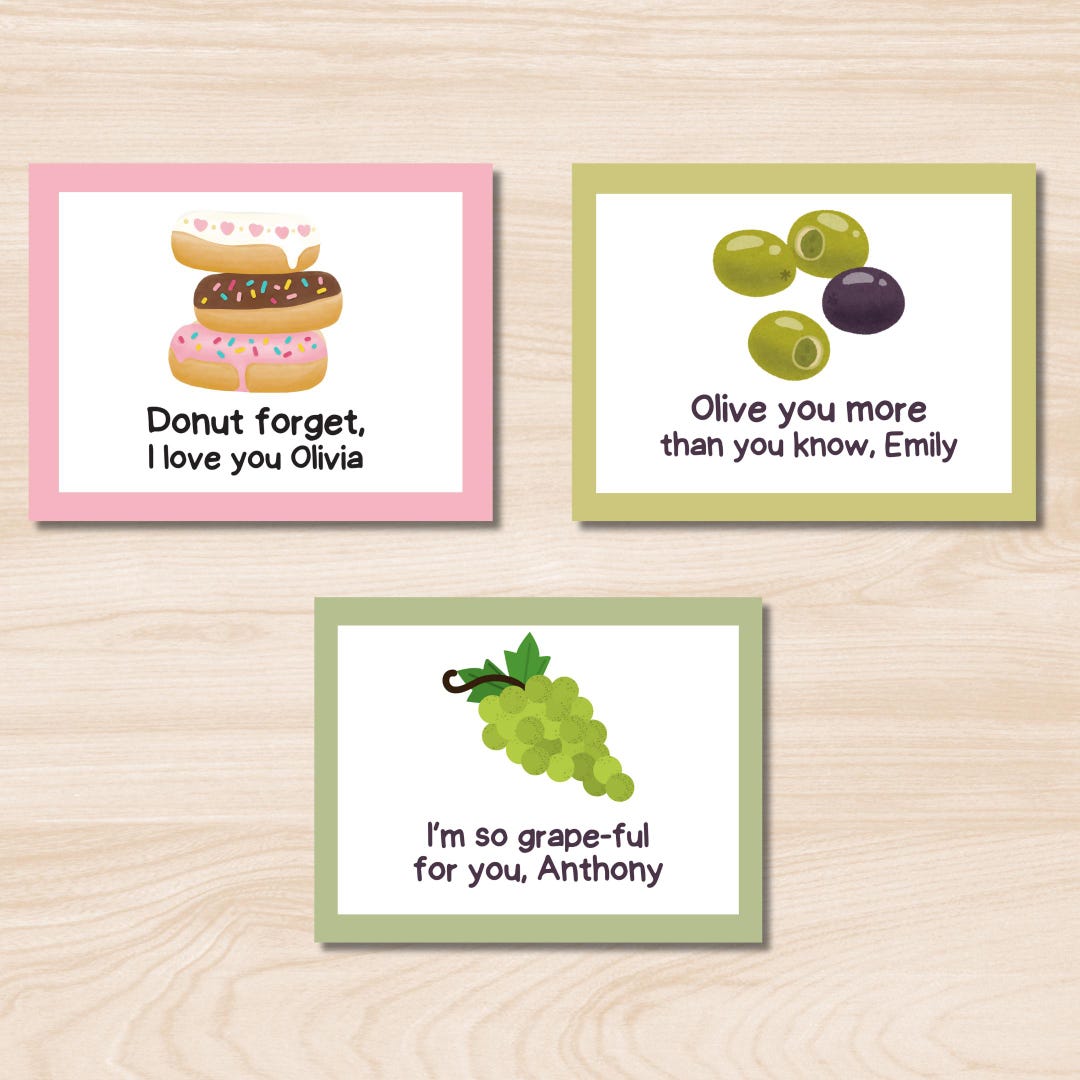 Personalized Printable Lunch Box Notes for Kids | Customizable Lunchbox ...