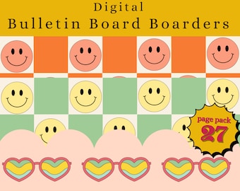 Retro Bulletin Board Boarders and Classroom Number Line, Back to School Printable Classroom Bulletin Board, Retro - Daisy, Theme Board Ideas