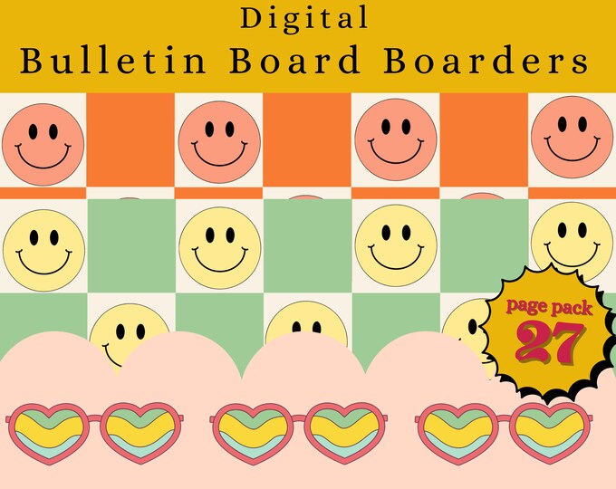 Retro Bulletin Board Boarders and Classroom Number Line, Back to School Printable Classroom Bulletin Board, Retro - Daisy, Theme Board Ideas