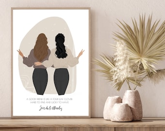Best Friend Gift Personalized, Birthday Gift For Women, Sister Gift, Mom Gift, Friendship, Portrait Drawing