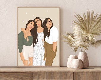 Best Friend Gift Personalized, Birthday Gift For Best Friend, Friendship Gift, Drawing Girlfriend Mother's Day Gift