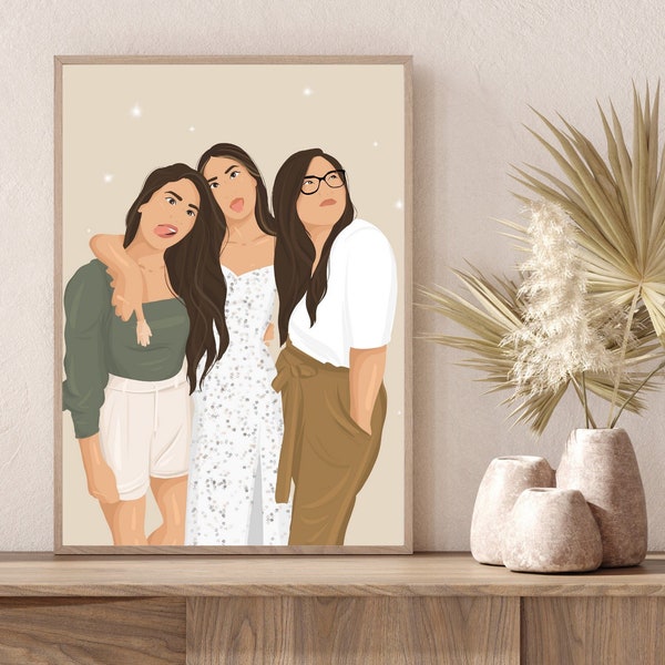 Best Friend Gift Personalized, Birthday Gift For Best Friend, Friendship Gift, Drawing Girlfriend Mother's Day Gift