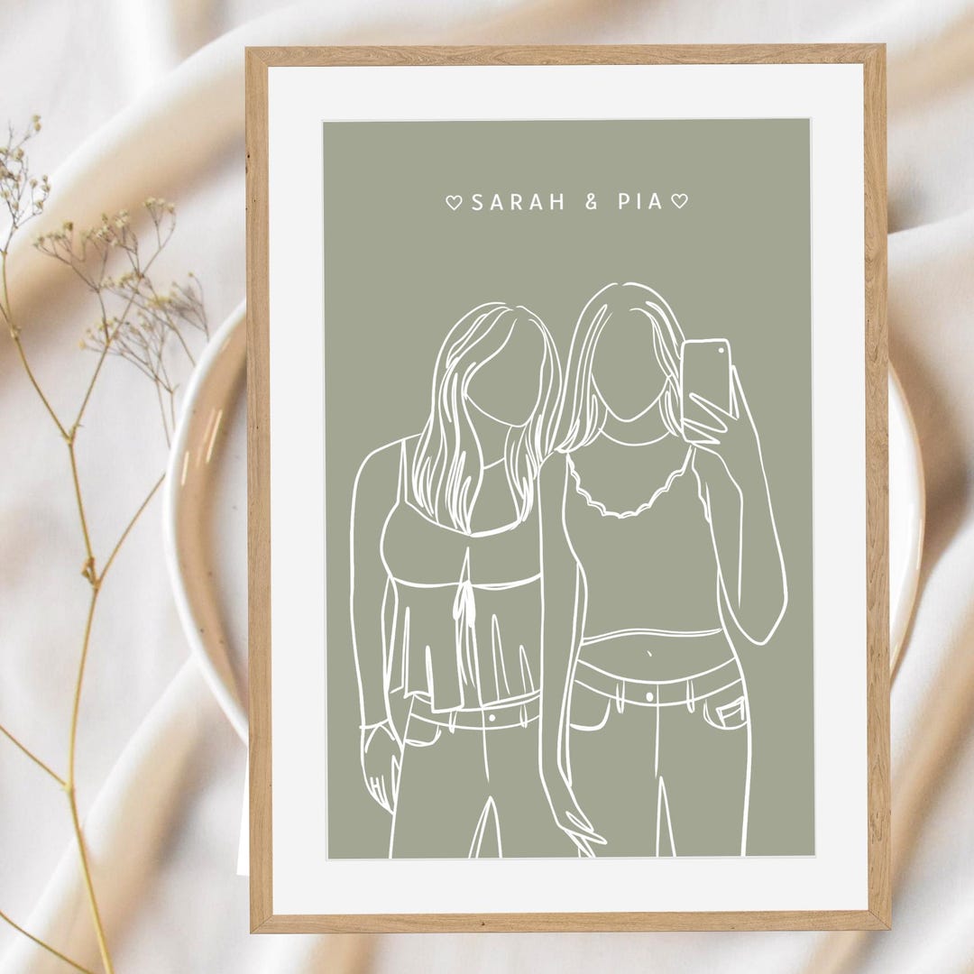 Girlfriend Gift Picture, Line Drawing Girlfriend Portrait One Line Drawing,  Portrait Personalized, Best Friend Drawing, Line Art - Etsy, image size:1080x1080
