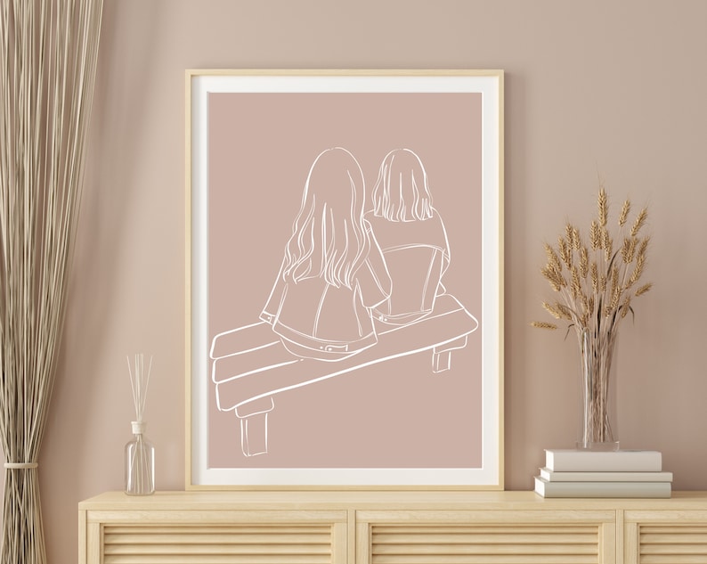 Best Friend Gift Personalized, Birthday Gift For Best Friend, Friendship Gift, Drawing Girlfriend Mother's Day Gift image 3