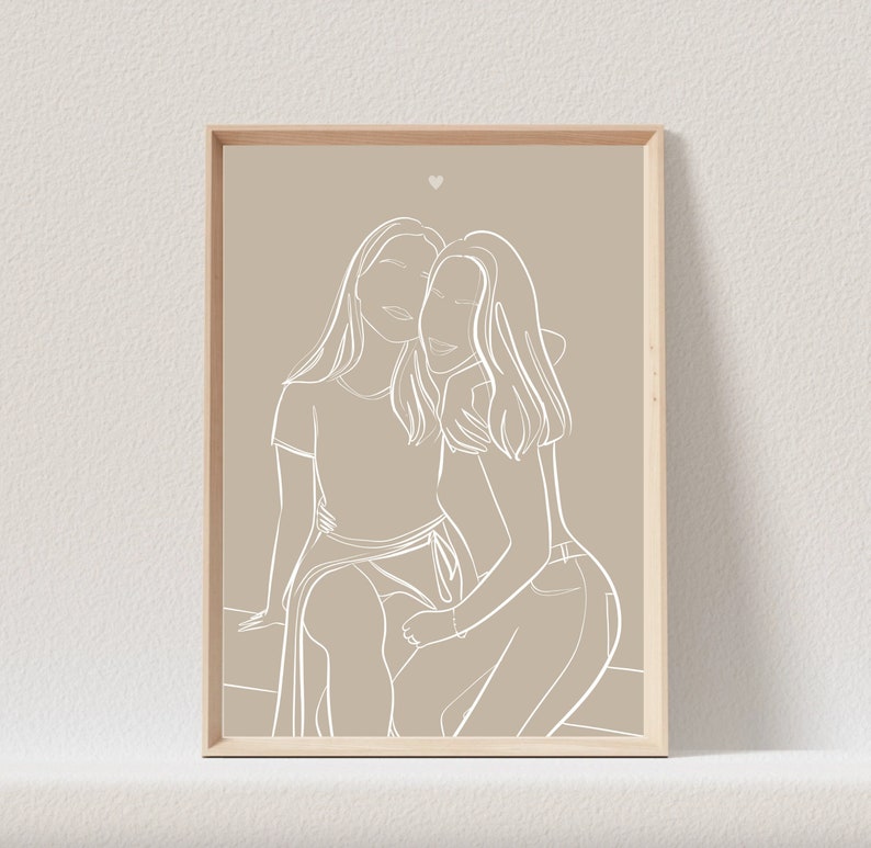 Best Friend Gift Personalized, Birthday Gift For Best Friend, Friendship Gift, Drawing Girlfriend Mother's Day Gift image 1