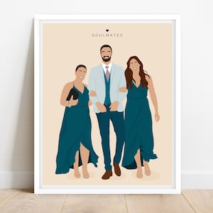 Best friend gift personalized, birthday gift for best friend, friendship gift, drawing girlfriends, wedding