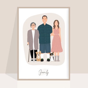 Cartoon Style Familie Portrait, Familie Zeichnung vom Foto, Personalisierte Geschenke,  Geschenk für ihn, Freund, Geburtstag Geschenk