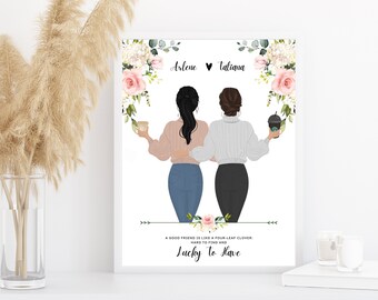 Regalo para mejor amigo | Foto de novias | Mejor amigo Foto de mejor amiga, regalo de cumpleaños | Regalo para novia | Póster