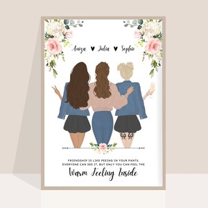 Cadeau Beste Vriend, Cadeau Vriendin, Tekening Vriendinnen Portret, Cadeau Verjaardag Beste Vriend Gepersonaliseerd, Illustratie