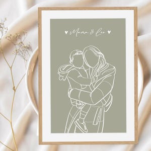 Festa della mamma regalo immagine disegno a tratteggio personalizzato madre bambino disegno a tratteggio, immagine mamma personalizzato arte a tratteggio individuale donne