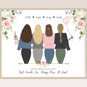 4 Beste Freundin Geschenk | 4 Beste Freunde | Beste Freundin Geburtstag | 4 Freundinnen Bild | 4 Freunde Poster | Freundinnen Geschenkidee