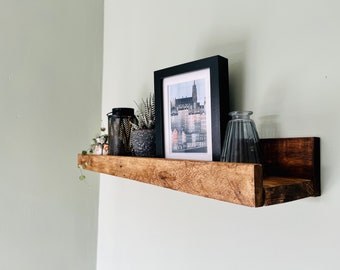 Photo Frame Shelf with Lipped Front | Rustic Reclaimed Ledge Shelf