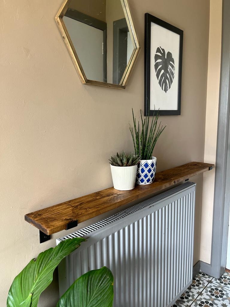 Solid Wood Radiator Shelf With Brackets Rustic Narrow Shelf - Etsy UK