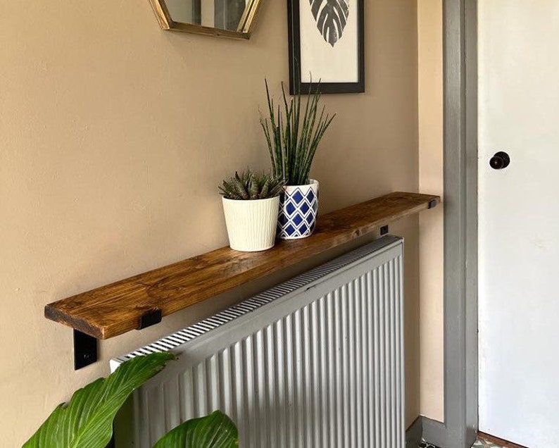 Solid Wood Radiator Shelf With Brackets Rustic Narrow Shelf - Etsy UK