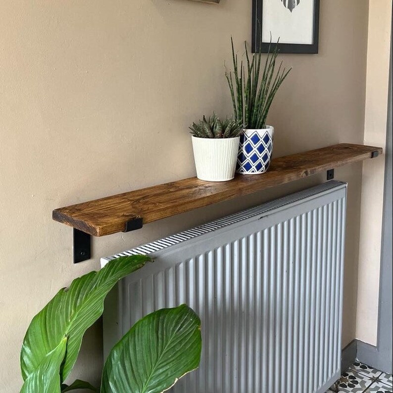 Solid Wood Radiator Shelf With Brackets Rustic Narrow Shelf Etsy UK