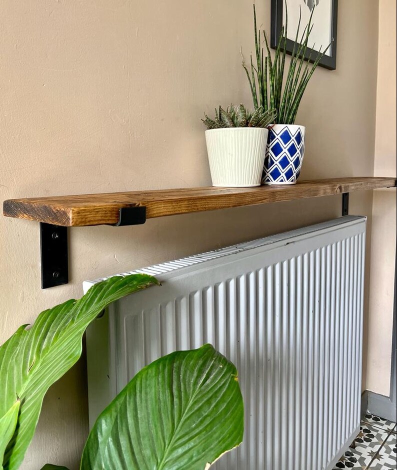 Solid Wood Radiator Shelf With Brackets Rustic Narrow Shelf Etsy UK