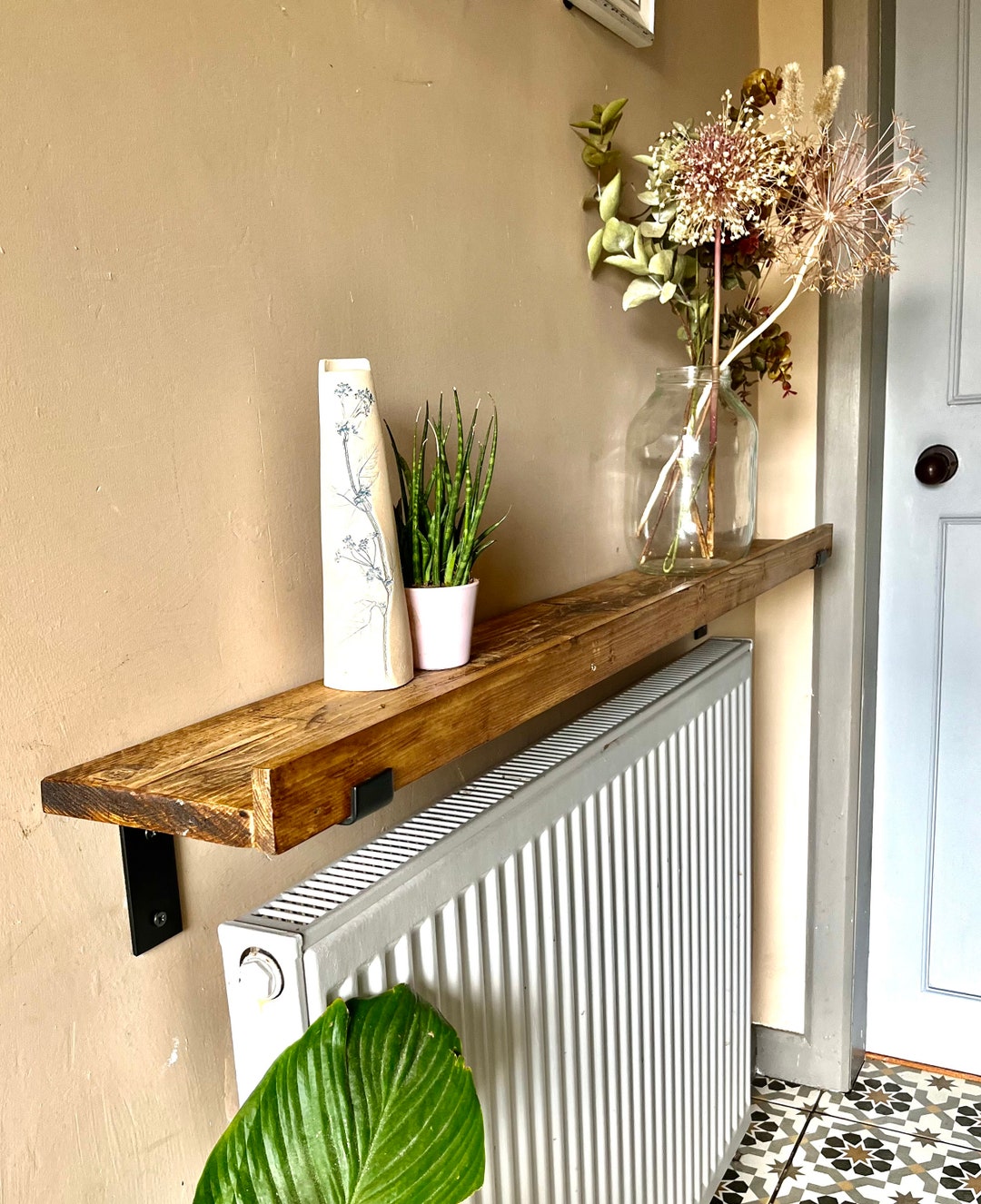 Rustic Wall Shelf With Brackets | Picture Photo Display | Solid Wood ...