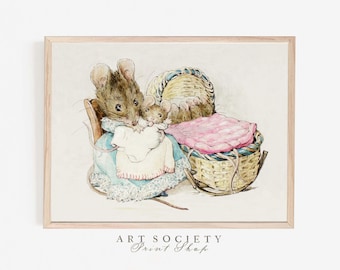 Beatrix Potter mustryck: Vintage sagobokillustration, utskrivbar, N23