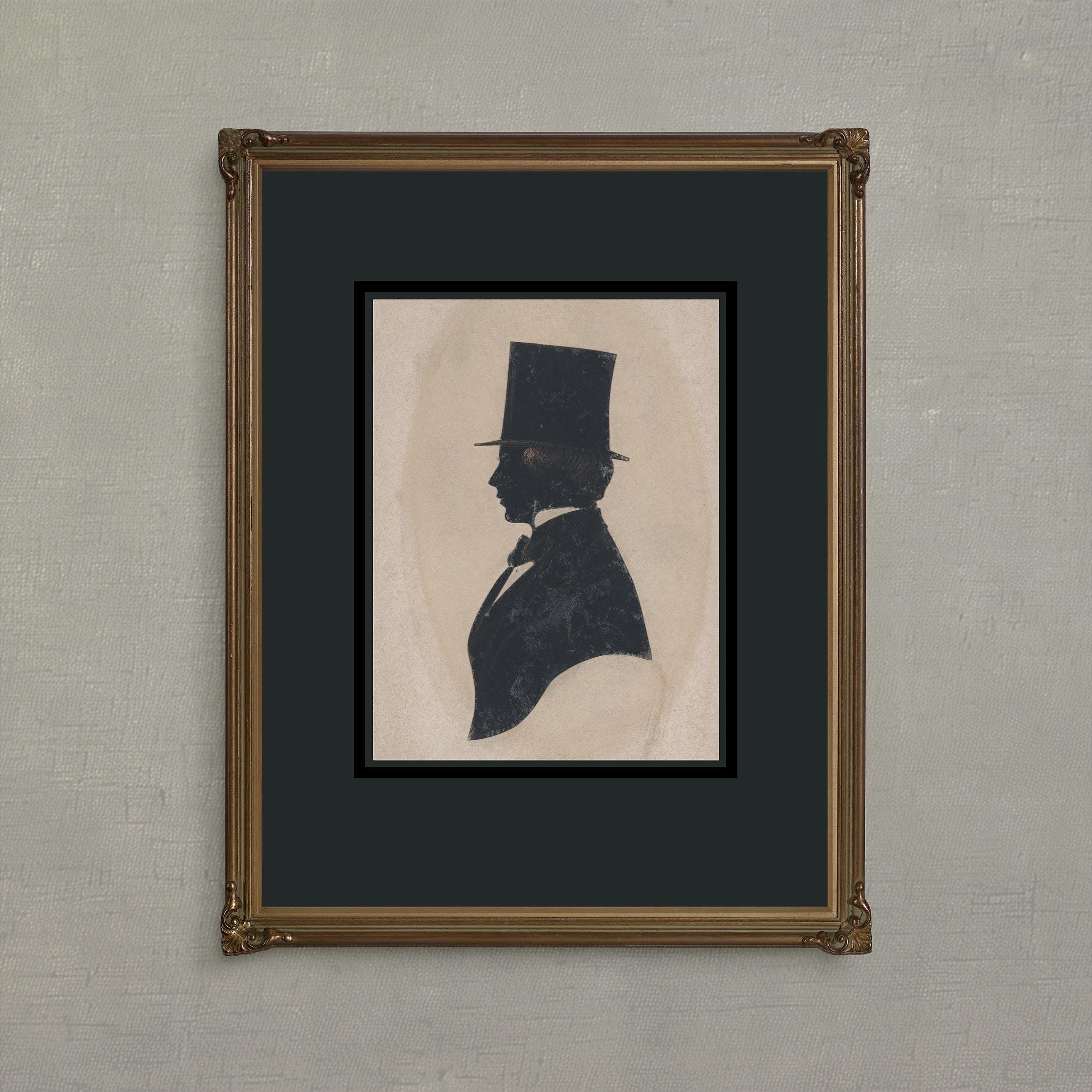 Victorian Gentleman Silhouette Portrait, Antique Male in Top Hat ...
