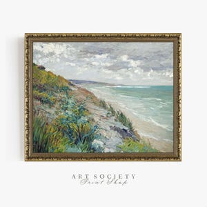 Cliffs by the Sea - A Coastal Landscape, Vintage Seaside, Beach Painting, French Seascape, Antique Seashore, Coastline Art, Printable, L12
