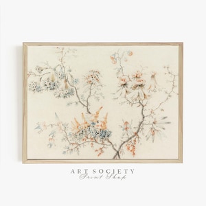 Vintage Chinoiserie Floral Print: Antique Wallpaper Design, Digital Download, V16