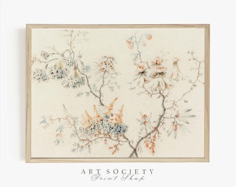 Estampa Floral Chinoiserie Vintage: Design de Papel de Parede Antigo, Download Digital, V16