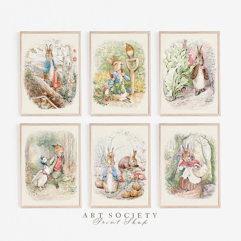 Peter Rabbit Prints, Set of 6, Vintage Beatrix Potter Nursery Art ...