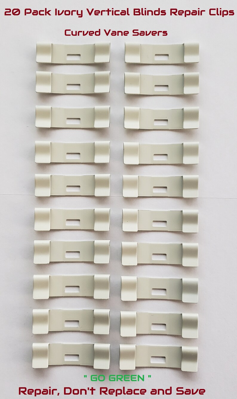 20 Pack Ivory Curved Vertical Blinds Vane Saver Repair Clips to Repair