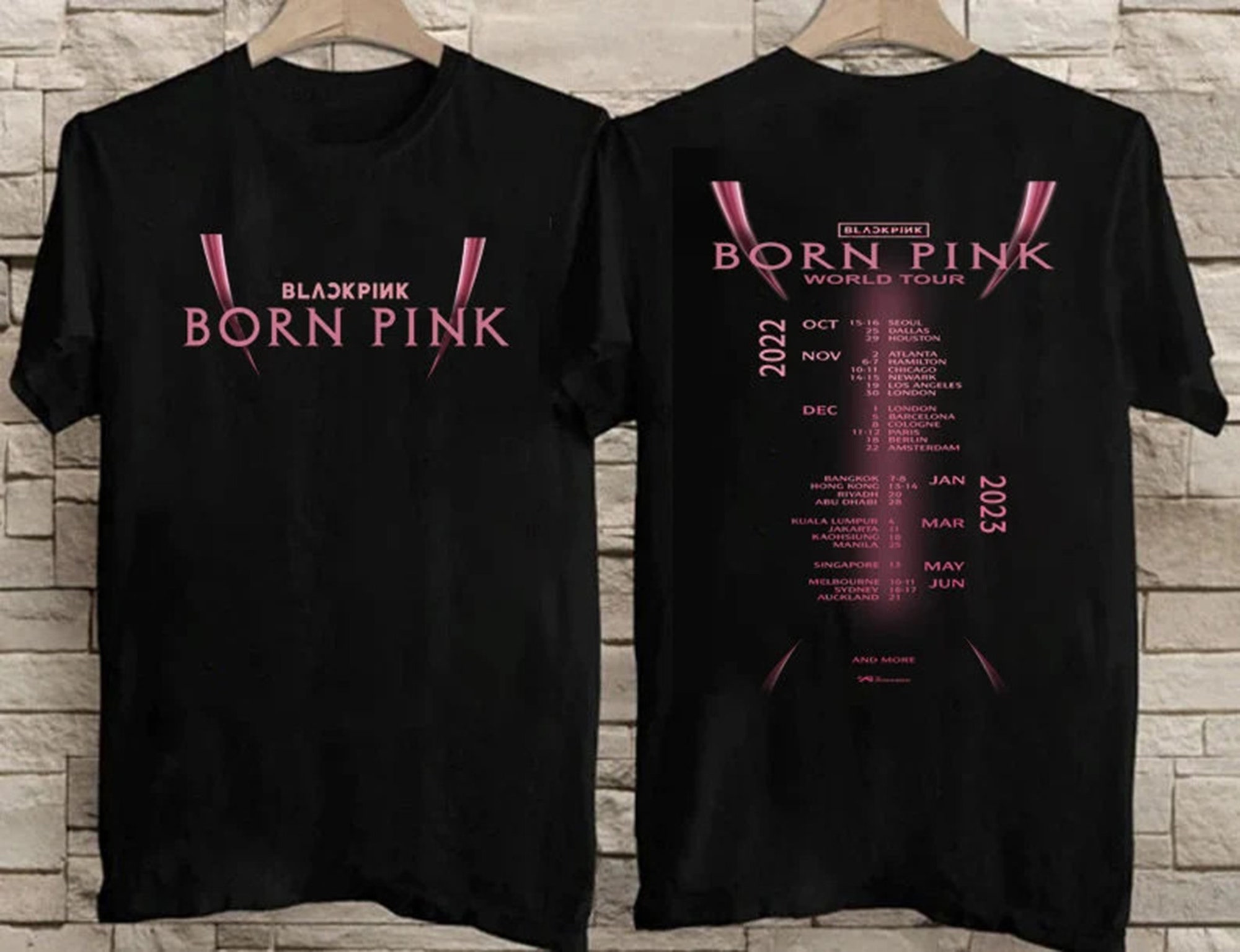Discover Camiseta de Doble Cara Black Pink Born Pink World Tour 2022 2023 Álbum Pink Venom para Hombre Mujer